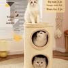 Compact Cat Tree & Bed with Enclosed Two-Layer Design, Scratching Board, Sisal Barrel - All-Season