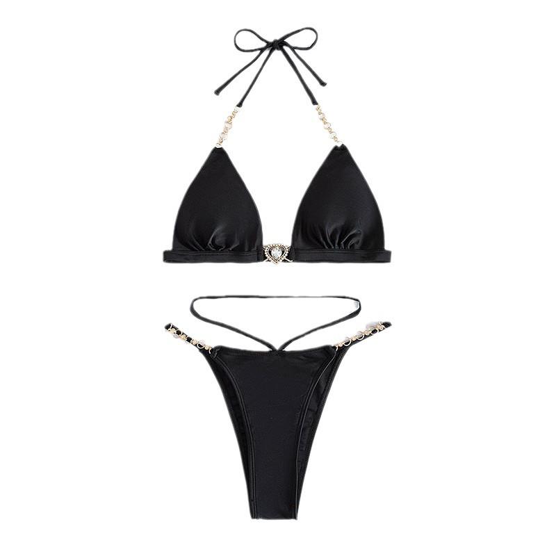 2025 European and American Solid Color Women's Sexy Bikini Split Swimsuit
