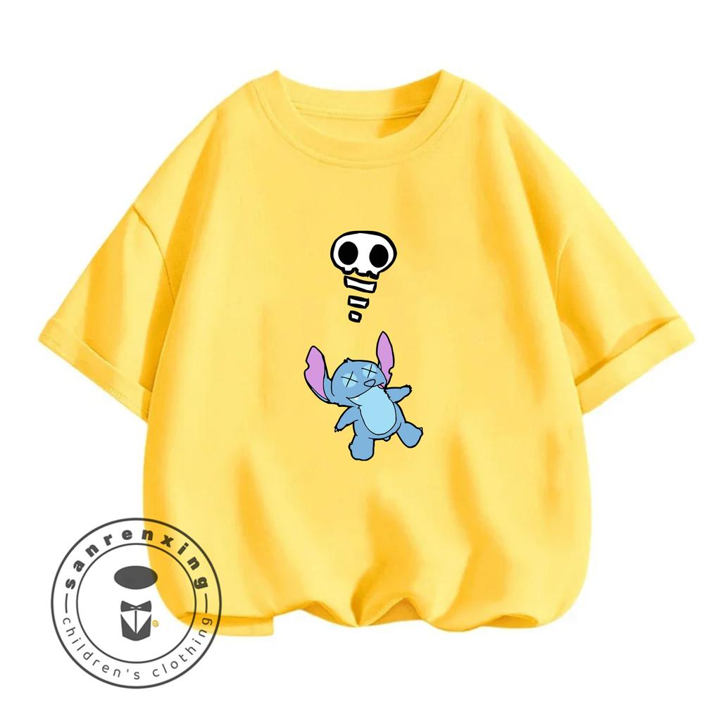 Stitch Alien Smiley Vzor 2026 Tričko Dívky Léto Horký Výprodej Ležérní Horní Díl Nový Dětský Klučičí Styl