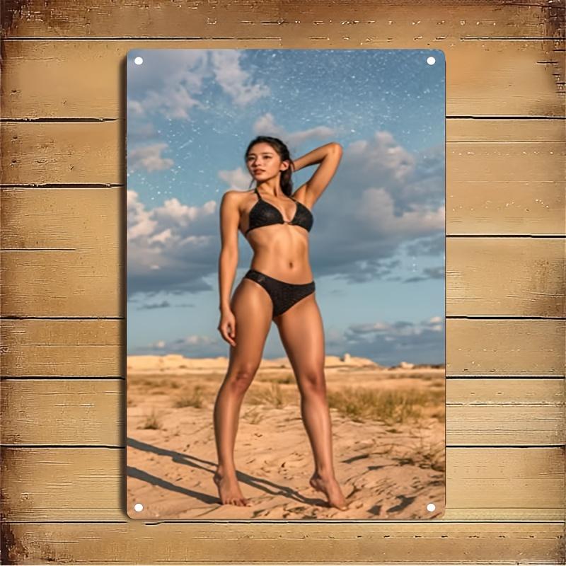 

Elegant Metal Sign Black Bikini Art Wall Decor Durable Iron Poster for Home Cafe Bar Christmas Gift 20x30cm