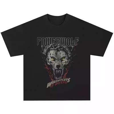 2025 Powerwolf Band Rock Metal American Vintage T-shirt Street Short Sleeve Vintage High Quality Luxury Brand