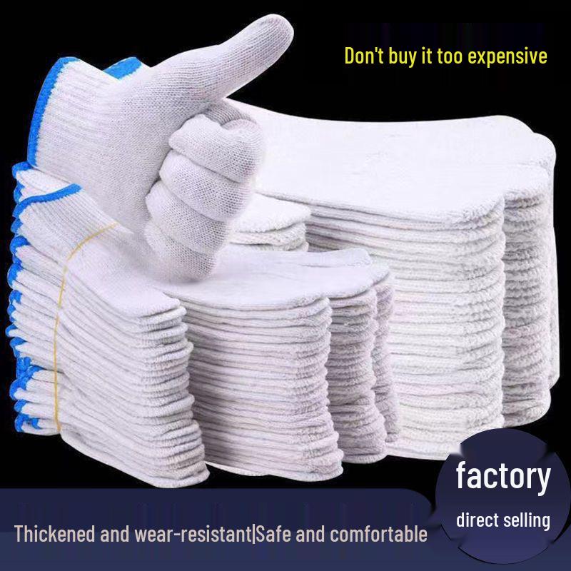 Durable Wear-Resistant Nylon Labor Gloves - Thickened Cotton Liners for Machinery & Construction, Unisex