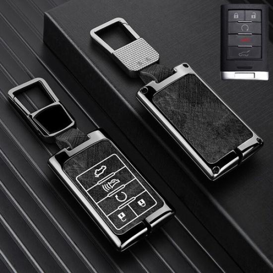 Zinc Alloy Leather Car Key Fob Case Cover Bag For Chevrolet Corvette C7 2014+