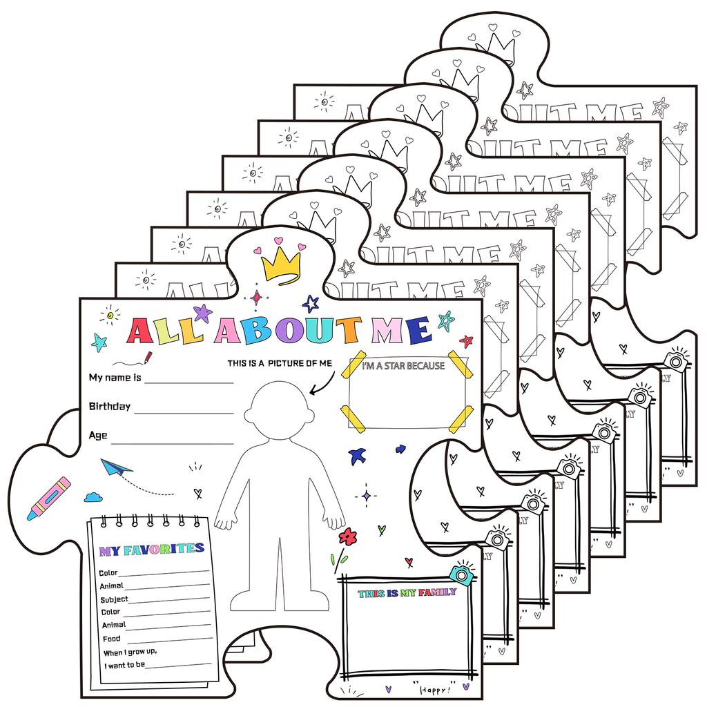 50 Pcs All About Me Poster Star Students Poster First Day Of School Fill In Craft Display Poster For Kids Students Teacher Class