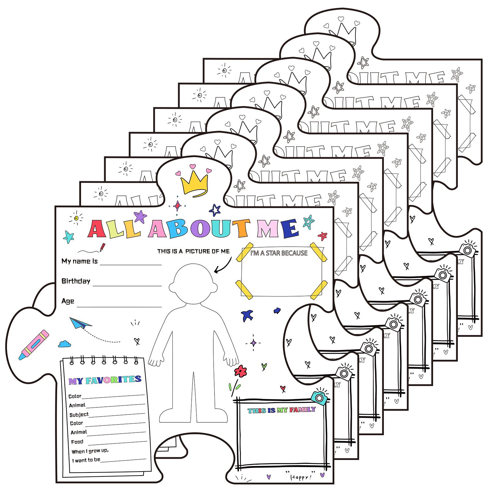 

50 Pcs All About Me Poster Star Students Poster First Day Of School Fill In Craft Display Poster For Kids Students Teacher Class 1