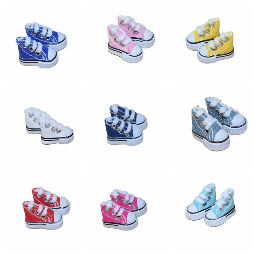 Fashion Cute 3.5CM Doll Shoes Mini Solid Colored 1/8 Bjd Canvas Shoes Doll Dress Up Accessories