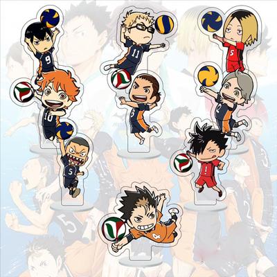 Q Version 6cm Mini Haikyuu!! Stand Model Plate 9Pcs/Set Fashion Acrylic Figure Standee Desk Decor Keychain Souvenir