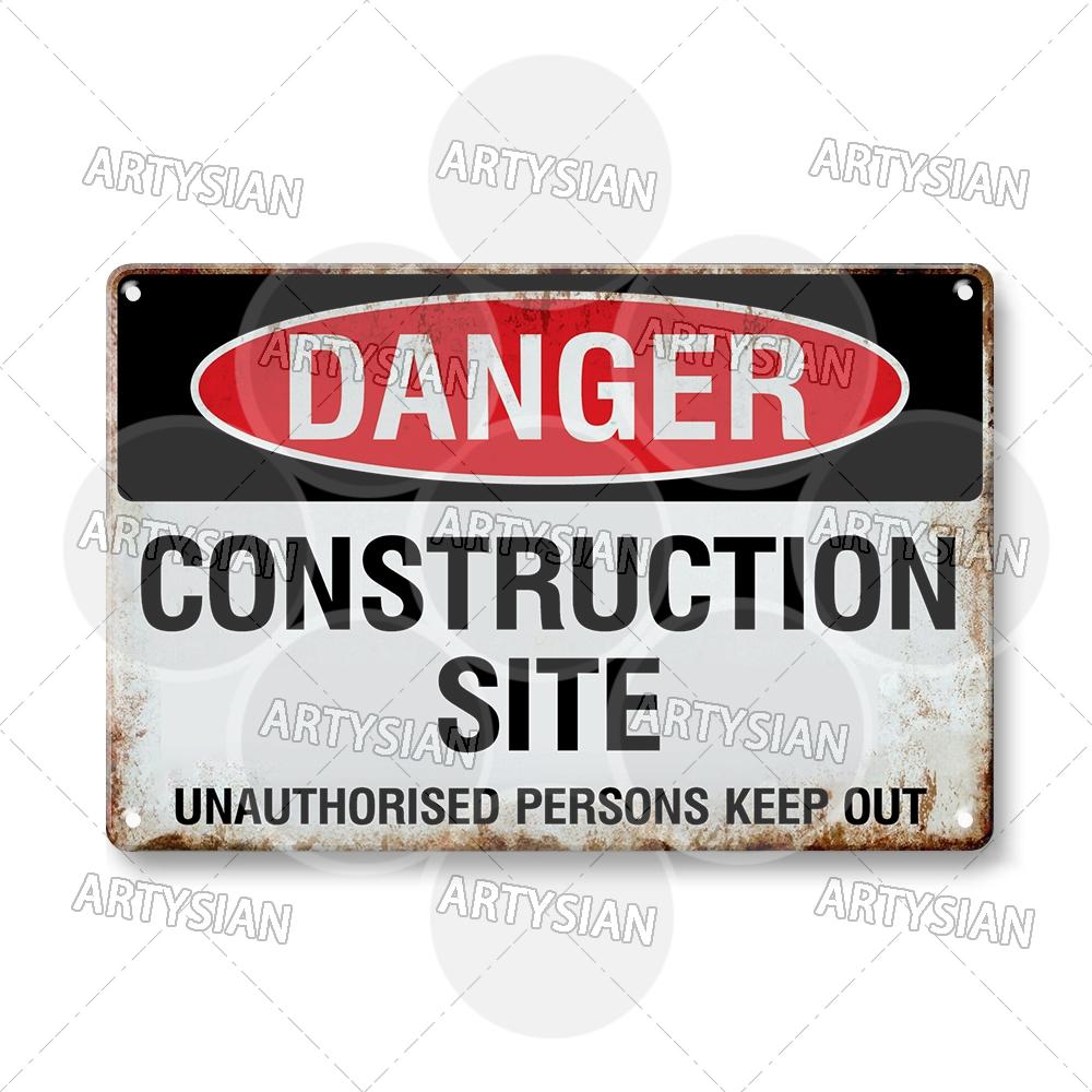 Workplace Warning Metal Sign PPE Plaque Restricted Area Safety Notice Workers Overhead Workplace Rules Construction Site Poster