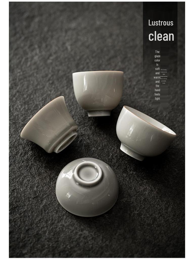 Japanese Handmade Ice Ash Glaze Ceramic Teacup - Gongfu Tasting Aroma Cup 