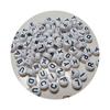 7mm White Flat Black Letters 100pcs Coin Spacer Beads Acrylic Plastic Jewelry Making DIY Bracelet Necklace