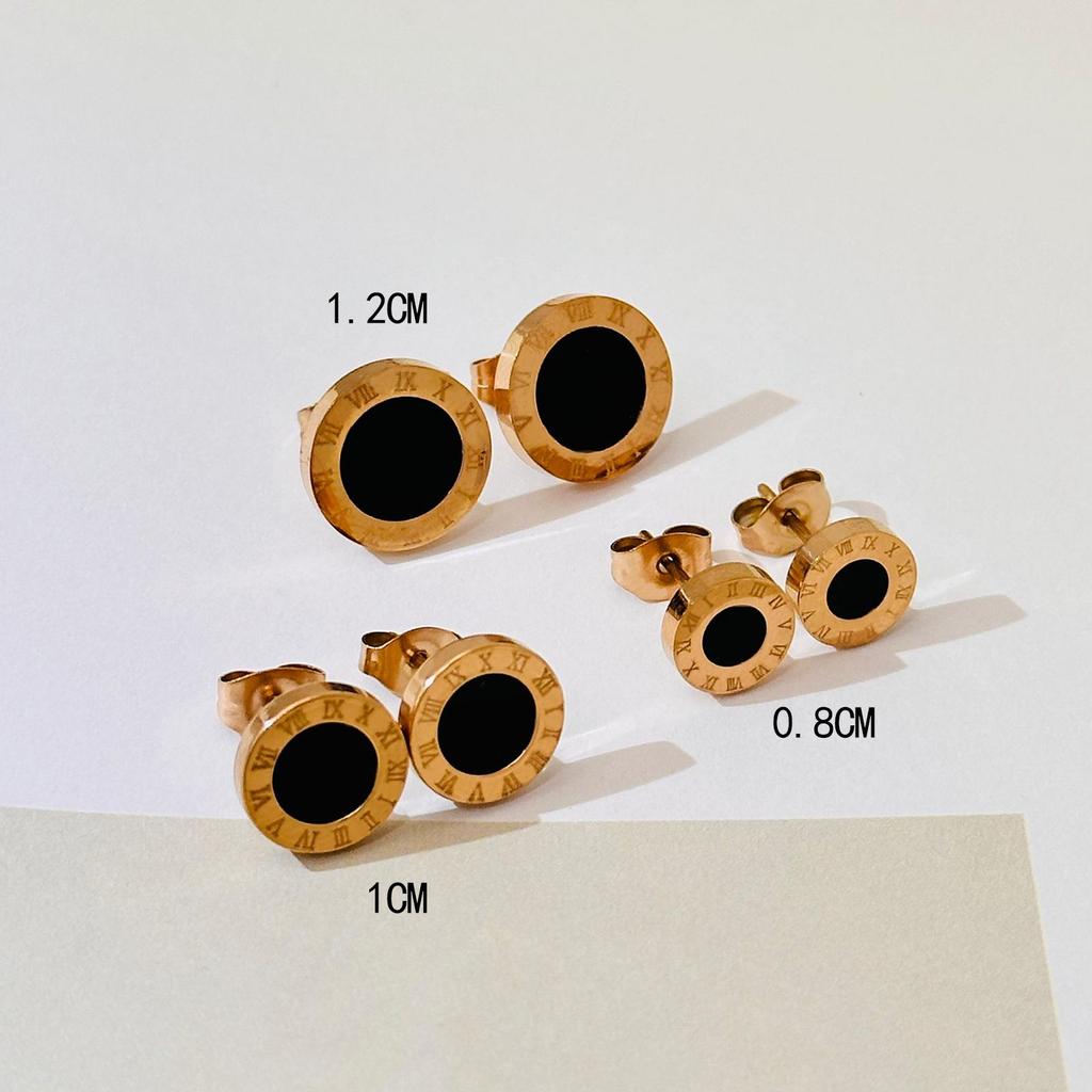 Titanstahl Römische Ziffern Ohrstecker im koreanischen Stil - Niedlicher und schlichter Schmuck für Mädchen, perfekt für Herbst- und Wintermode.