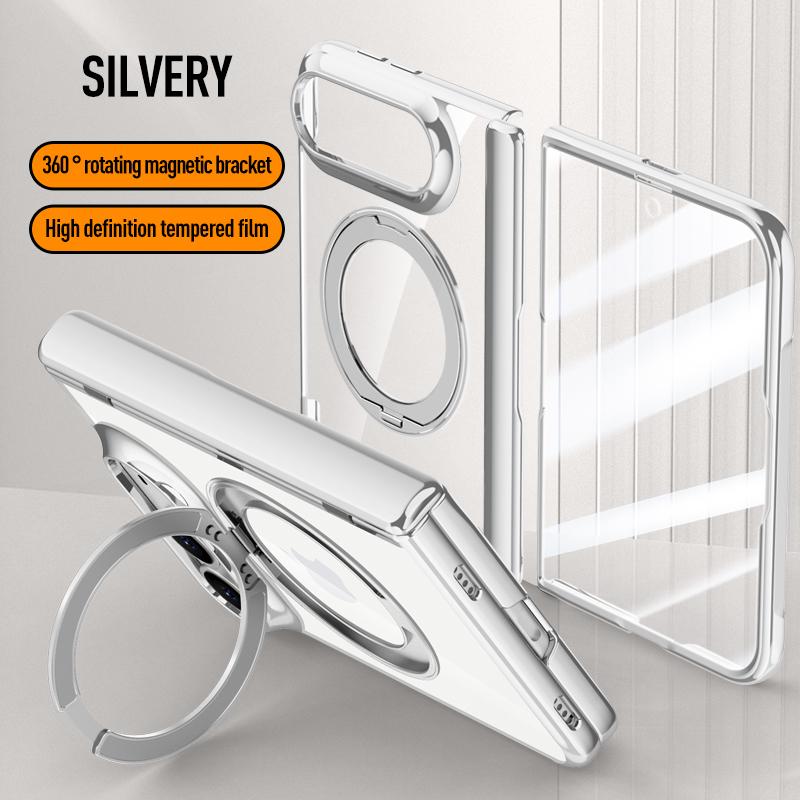 For iPhone Duo iPhone 18 Fold Case With Luxury Electroplating Hinge for Magsafe Magnetic Tempered Film Protection Cover Funda