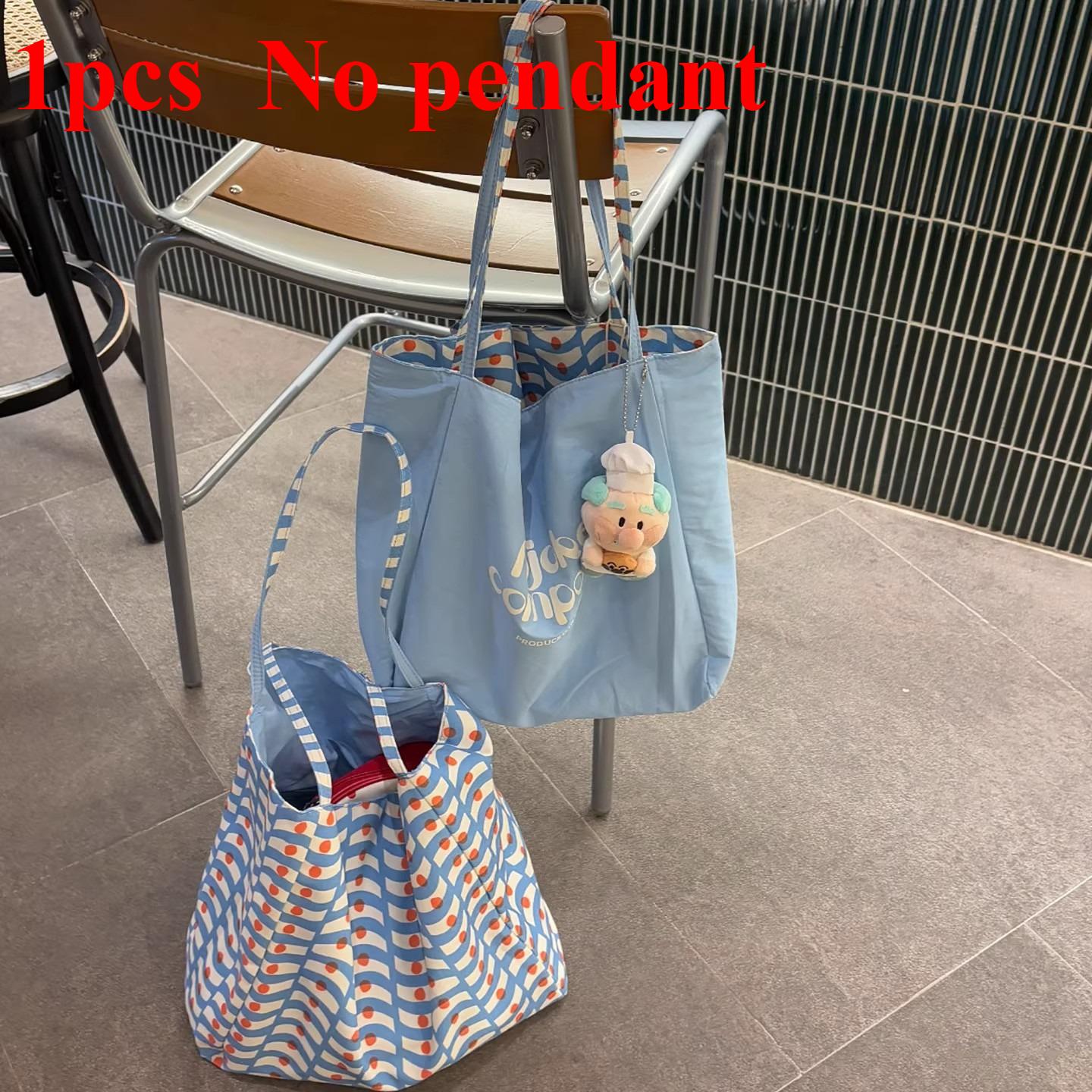 2026 New Style Large Capacity Double Sided Wave Pattern Canvas Tote Single Shoulder Casual Minimalist Commuter Lazy Bag синий 3060₽