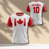 Red Maple Leaves Print Design Canada Football T-shirt Unisex Round Neck Breathable T Shirts Custom Name Number Sport Quick Dry