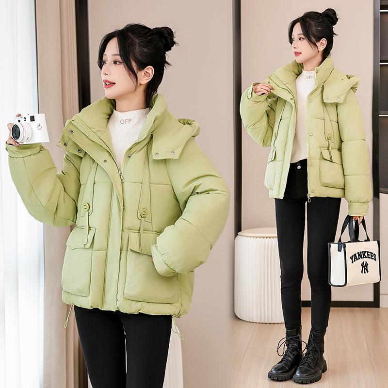 2025 Short Hooded Down Cotton Jacket Women's New Winter Thickened Warm Padded Jacket Loose Bread Jacket