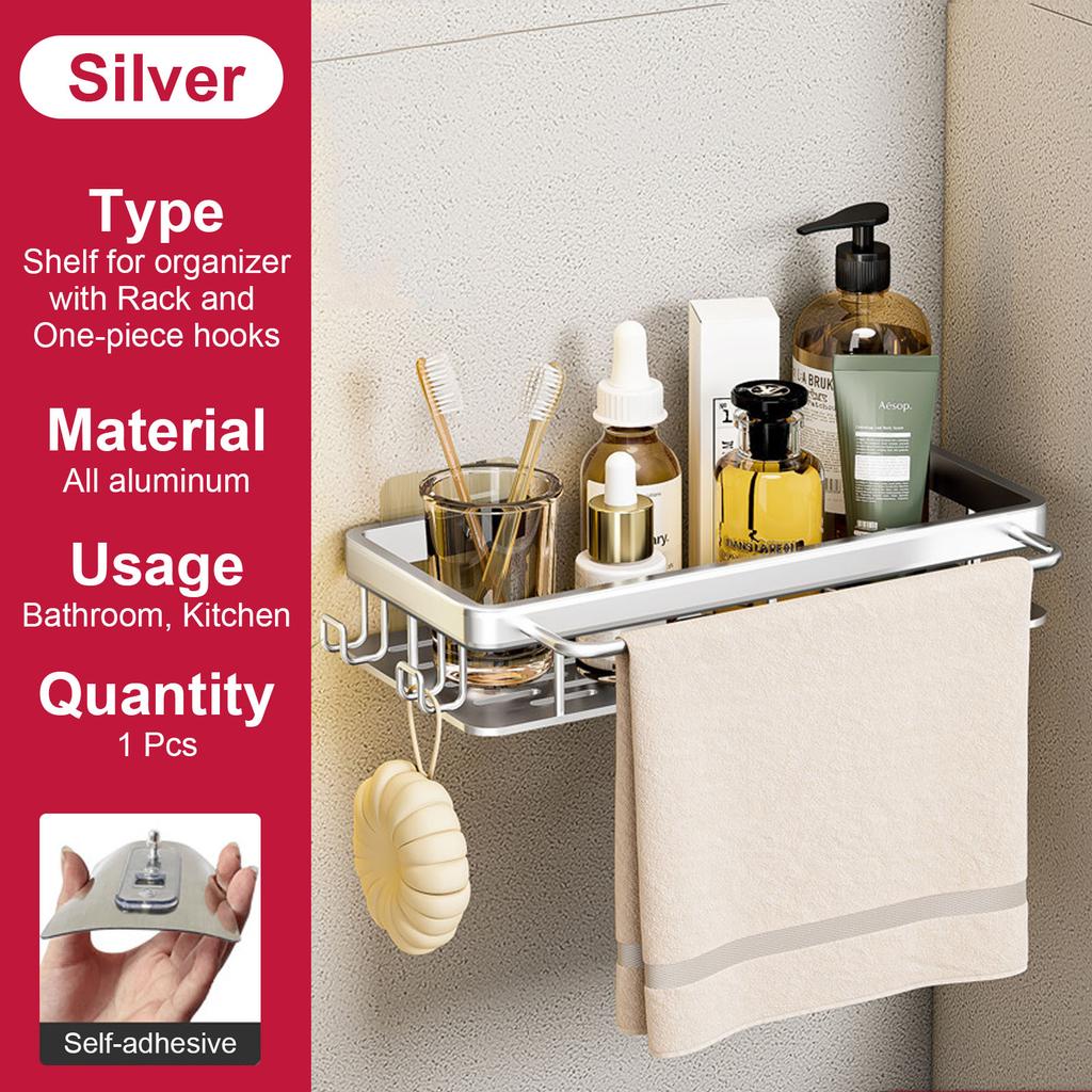 Bathroom Shelf No Drill Wall Mounted Shampoo Bottle Shower Corner Rack Toilet Storage Rack Aluminum Bathroom Kitchen Accessories