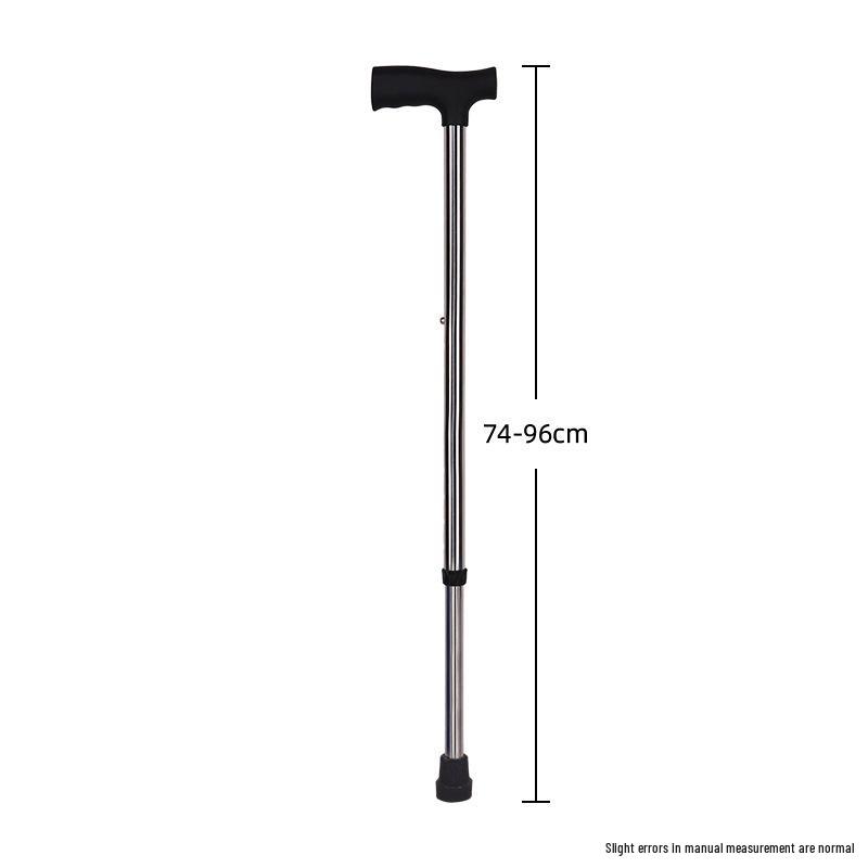 Bengala Ajustável Antiderrapante de Quatro Pontas para Idosos - Liga de Alumínio Leve e Aço Inoxidável