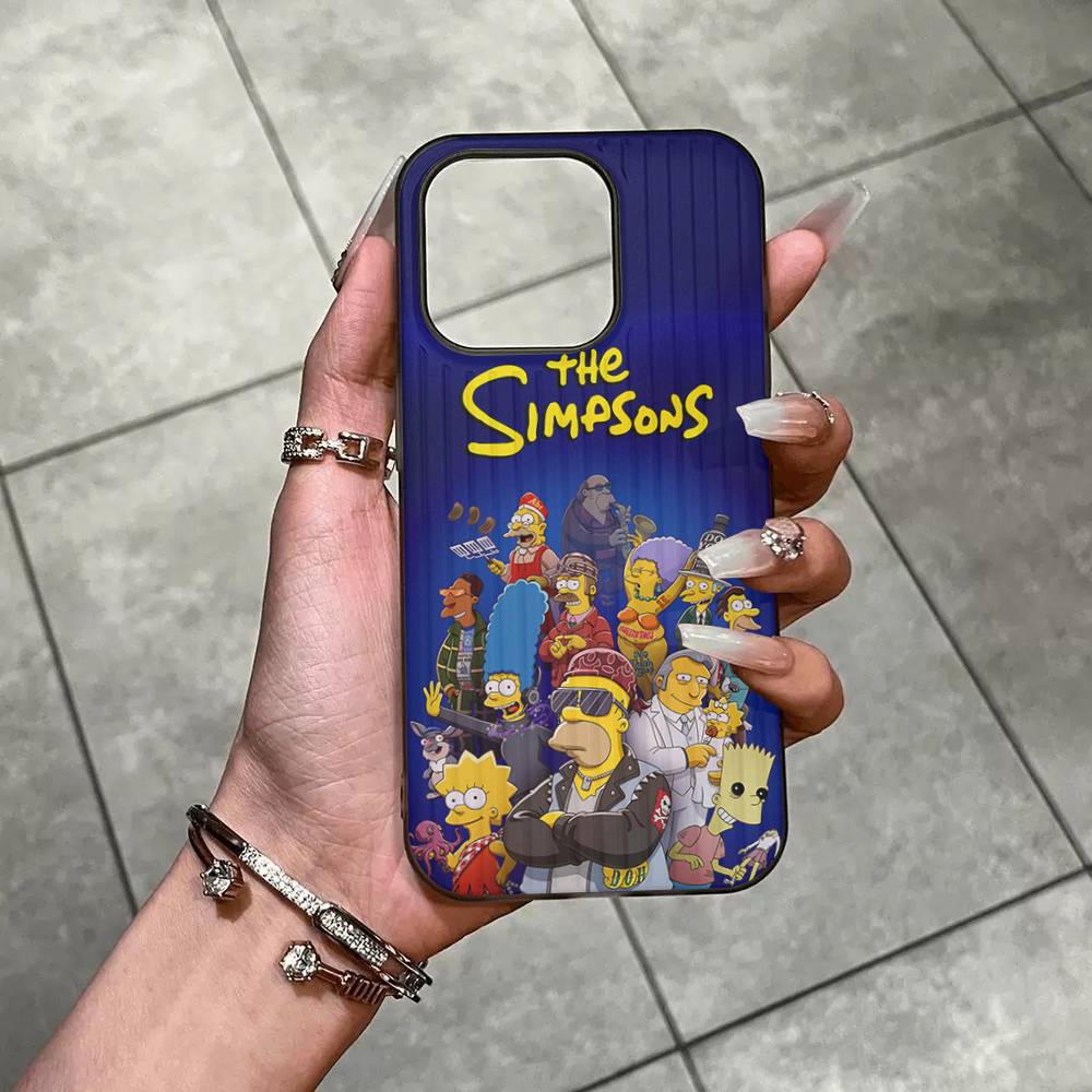 Custodia per Telefono Cartone Animato The S-Simpsons Per IPhone 11 12 13 14 15 16 17 Pro Max Plus Bordo in Silicone Ondulato