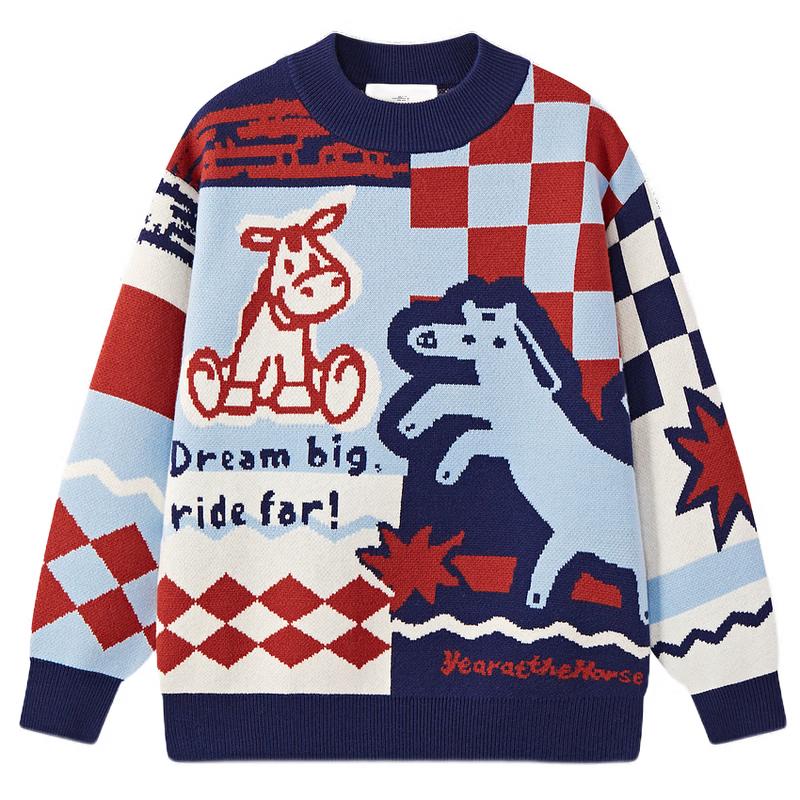 MQD Kids Festive Cartoon Jacquard Pullover Sweater 120cm