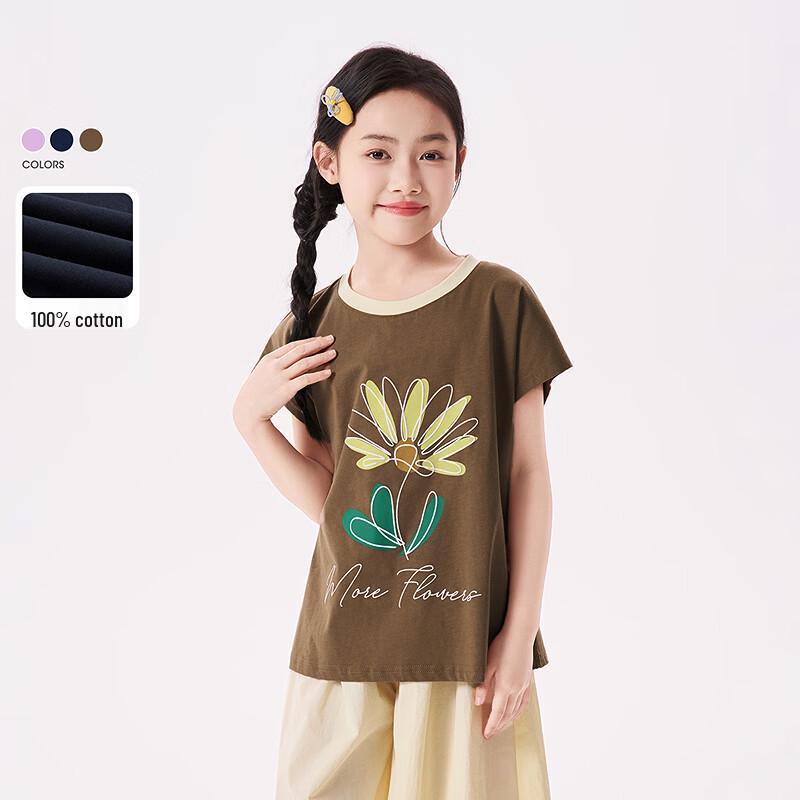 Girls  Pure Cotton Color-Block Casual T-Shirt 160