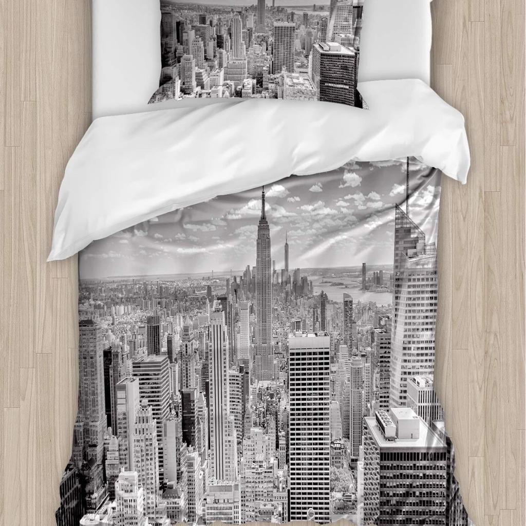 New York City Theme Duvet Cover Three-Piece Dormitory Bed Quilt Cover Set Quilt Cover