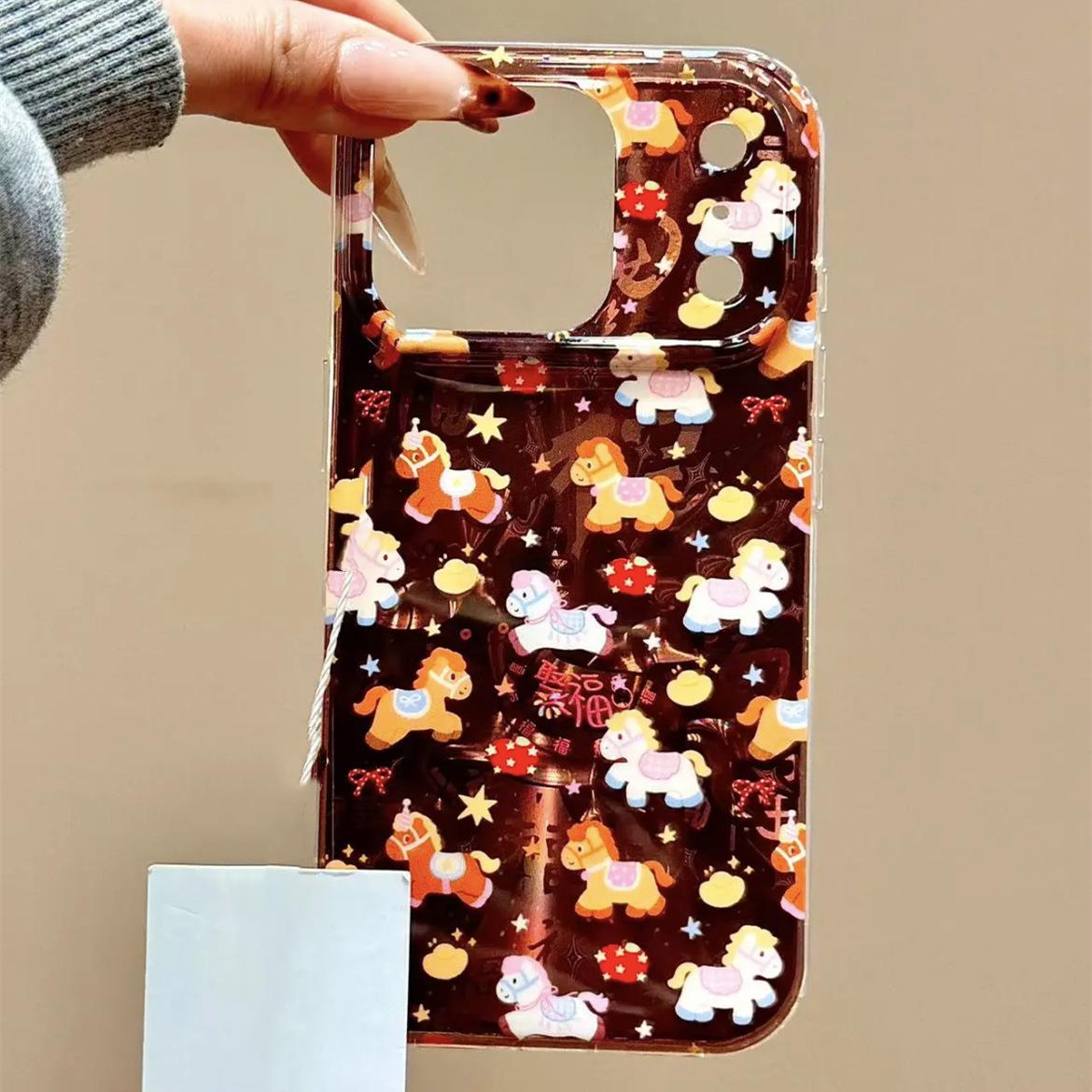 

Year of the Horse iPhone 17 Pro Max Case - Cartoon Horse Design with New Year Chain, 15 High-End Feel. iPhone 16