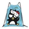 Custom B-BADBADTZ Drawstring Backpack Sports Gym Bag for Men Women Penguin Anime Shopping Sackpack