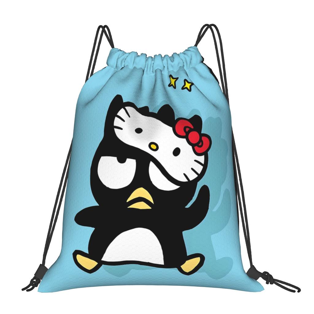 Custom B-BADBADTZ Drawstring Backpack Sports Gym Bag for Men Women Penguin Anime Shopping Sackpack
