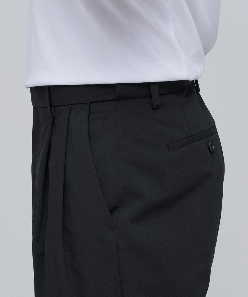 MUSINSA STANDARD [Cooltandard] Real Wide Hidden Banding Slacks [Dark Gray]