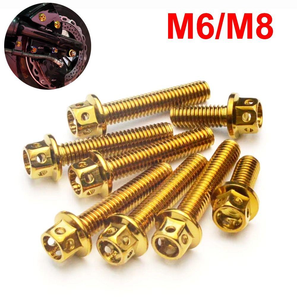 10/15/20/25/30/35/40/45/50/60 Titanium Bolt With Drilled Holes Hex Head Screws Motorcycle