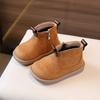 Autumn  Baby Short Boots Girls  High-top Leather Boots Boys Anti-slip Retro Cotton Boots