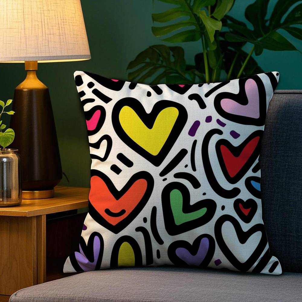

Lovely Heart of Love My Beloved Pillow Case Plush Fabric Soft Double Sided Print Home Sofa High Quality Cushion Cover Throw 20x20Inch