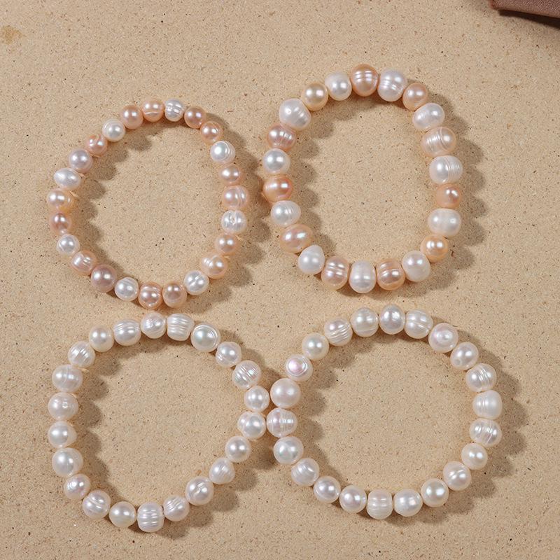 Natural Freshwater Pearl Elastic Bracelets - Candy Color Jewelry Gifts for Live Broadcast Festival Promotion