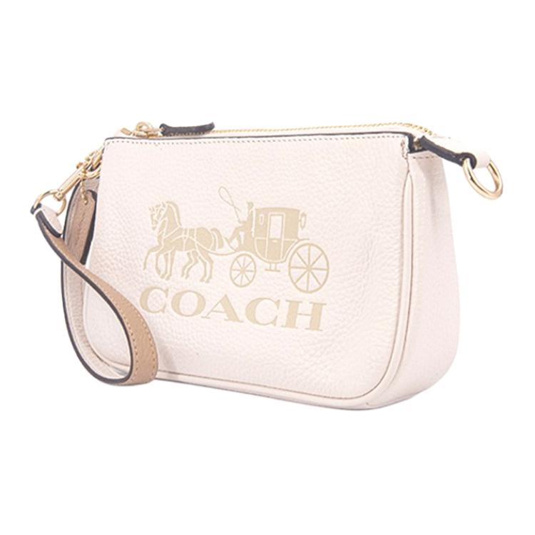 Coach Nolita 19 Classic Horse And Carriage Print Strapless Refined Pebble Leather Wristlet Handbag Small Women Handbag Off-white C4653-IMSQQ