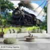 Vintage Steam Train Tapestry Classic Locomotive Nature Landscape Wall Hanging Railroad Decor Living Room Art Print
