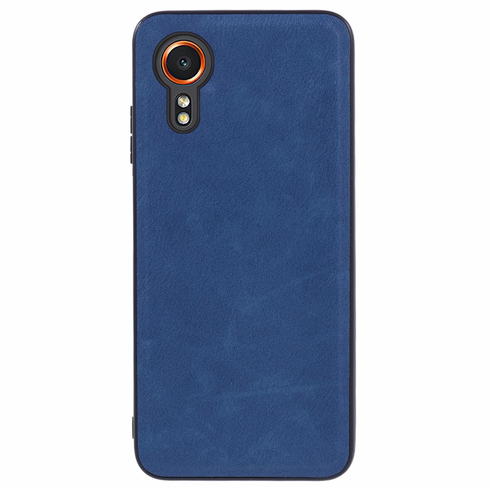 

For Samsung Galaxy Xcover7 Case Solid Color PU Leather+PC+TPU Retro Phone Cover Blue