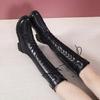 Long Martin Boots Women's Winter But Knee Student Lace-Up Women's Boots Fleece Single Boots Skinny Boots