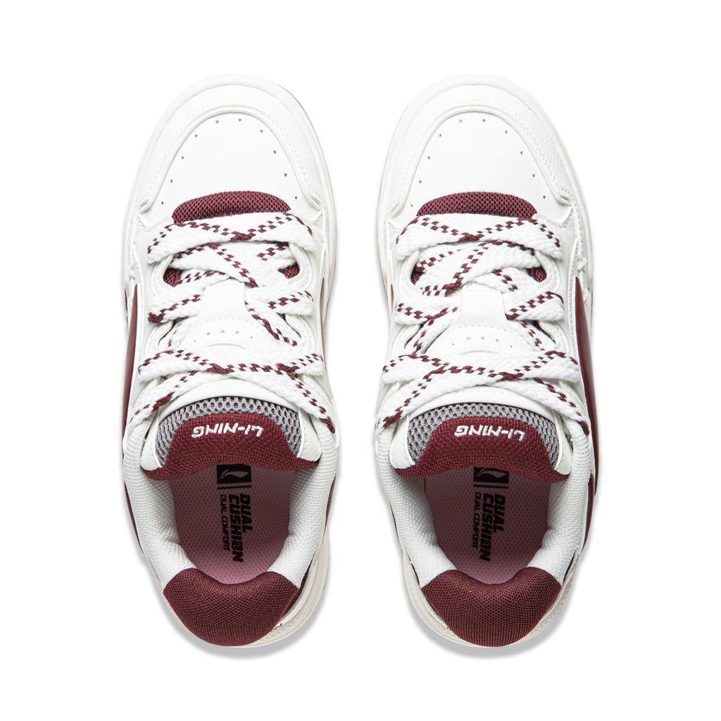 Li Ning Journey V2 Slip Resistant Cushioning Abrasion Resistant Support Low top Skateboard Shoes Women's White Red AGCT138-5