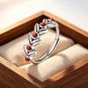 New Creative South Red Wheat Forest Style Fresh Leaf 925 Sterling Silver Jewelry Retro Opening Rings 02900