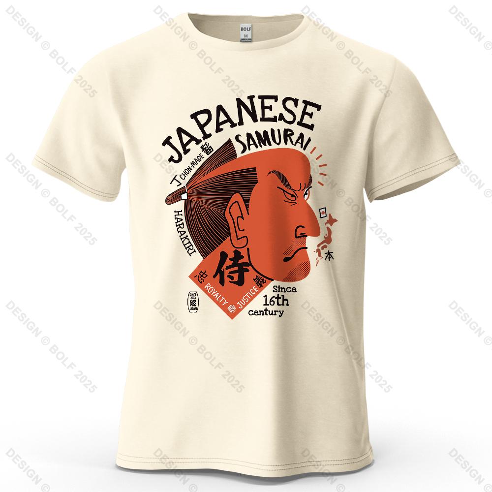 

Japanese Samurai Traditional Printed Men s T-Shirt 100% Cotton Oversized Historical Graphic Tees for Women Tops Tees Streetwear 4XL