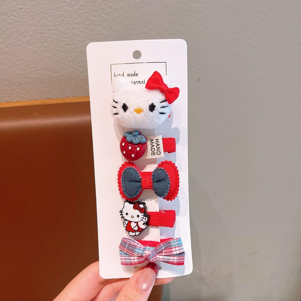 Cartoon Kt Cat Children'S Hair Clip Baby Fabric Hairpin Side Bangs Fetal Hair Clip Baby Does Not Hurt Hair Clip
