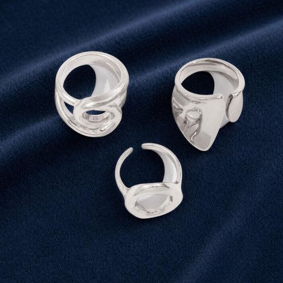 3Pcs/Set Alloy Plating Process Ring Set Exaggerated Geometric Finger Ring Adjustable Opening Design