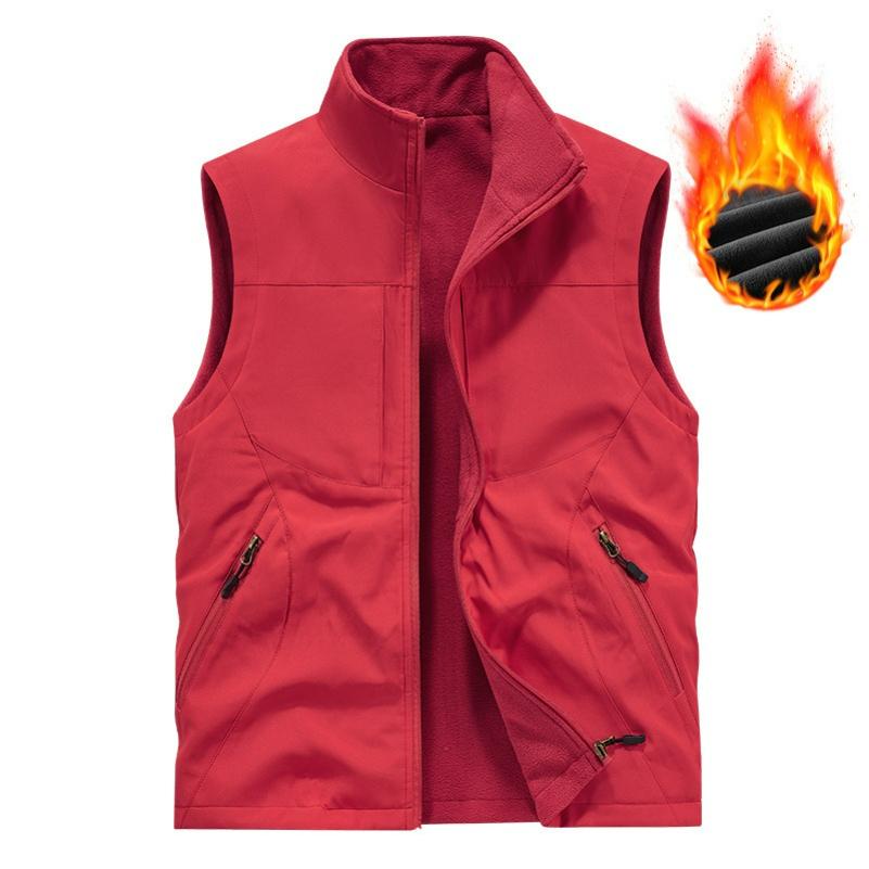 Autumn and Winter Double-sided Vest Men's Outdoor Plus Velvet Vest Polar Fleece Casual Waistcoat Thickened Vest Tooling Jacket