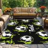 Football Soccer Ball Flame Pattern Rug Sports Themed Bedroom Carpet Kids Room Decor Athletic Lifestyle Floor Mat Anti Slip