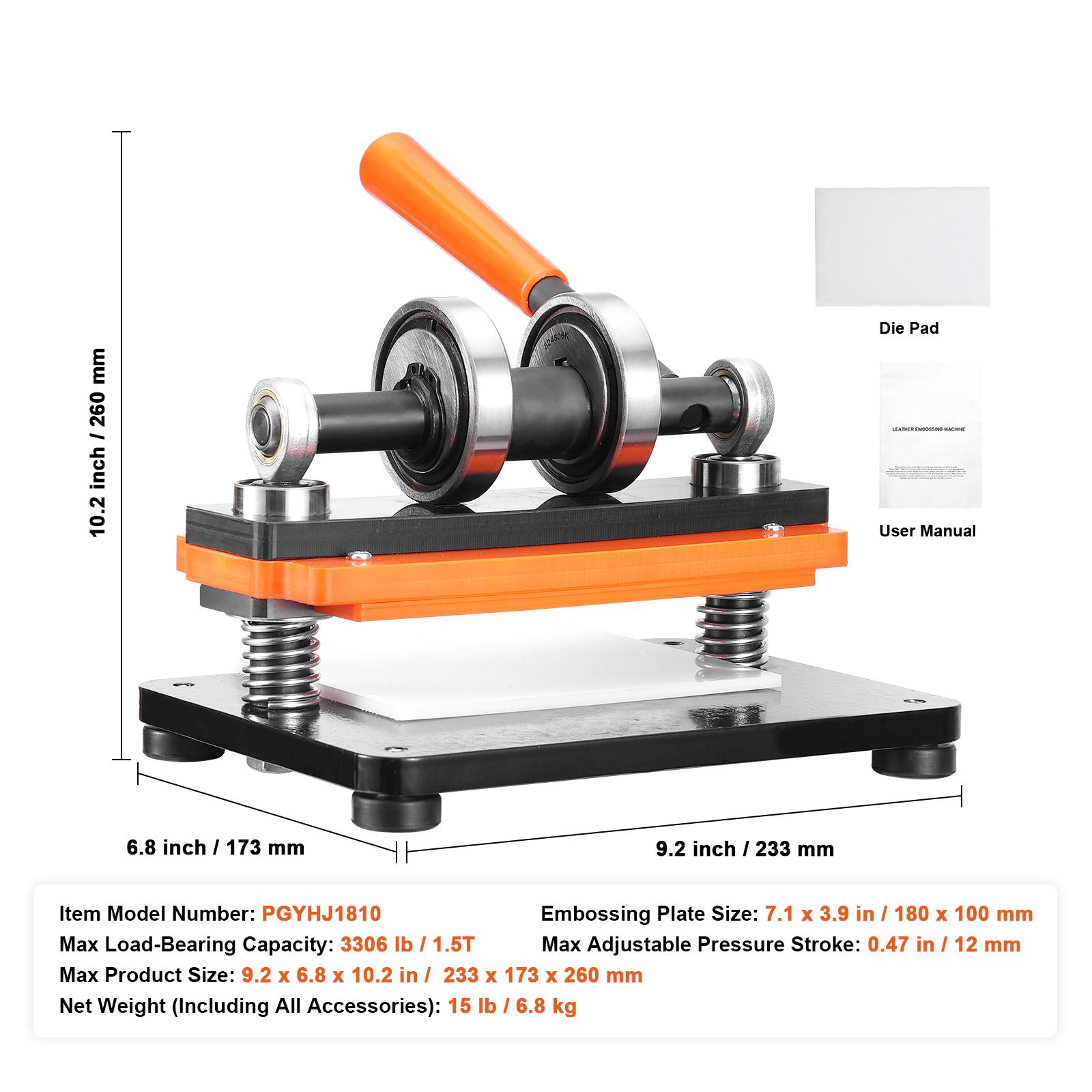 

SucceBuy Машина для резки кожи Тиснильная пластина Ручной вырубной пресс Ход под давлением 0,47 дюйма Машина для тиснения кожи