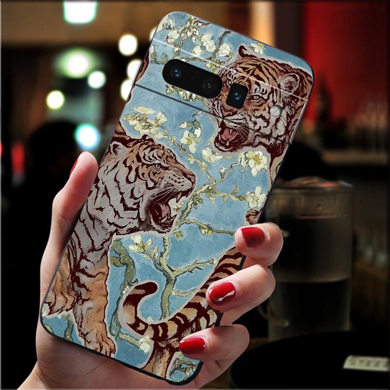 Japanese tiger art tattoo Carcasa Funda Phone Case For Google Pixel 10 9 Pro XL 9A 8 7 6 Pro Pixel 8A 7A 6A Pixel 8 7 6 5 Case