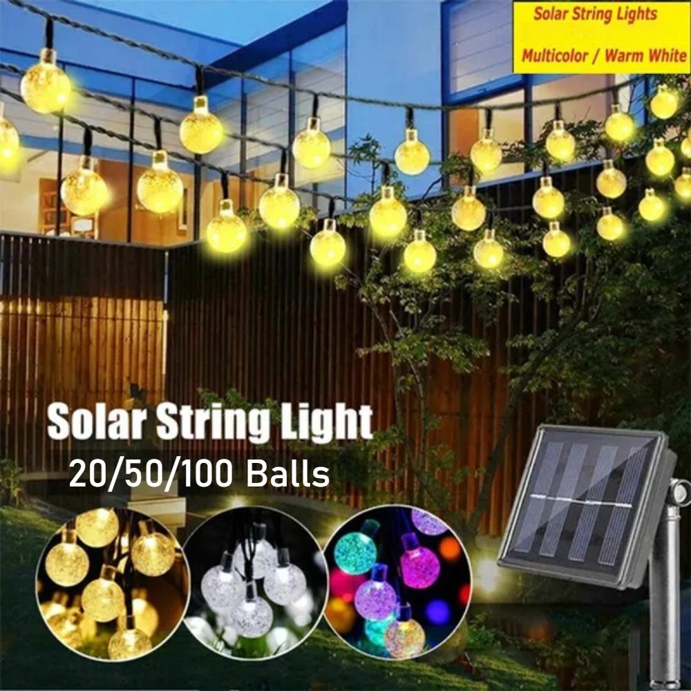 20/50/100Balls Garden Solar Lights 8 Modes Waterproof String Lights Outdoor Fairy Lights Globe Crystal Balls Decorative Lighting for Garden