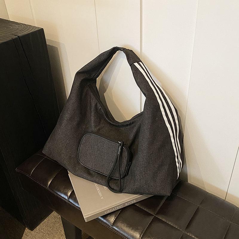 Korean Version of Casual Canvas Bag Bag Large Capacity Women's Armpit Bag 2025 New Simple Shoulder Tote Bag One Piece Hair