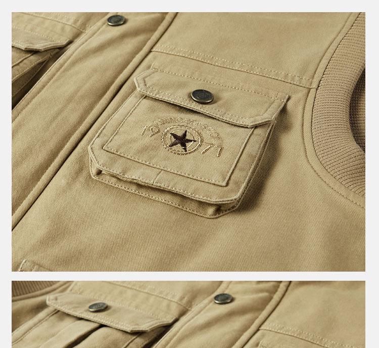 Herren Baumwollweste mit mehreren Taschen für Frühling & Herbst - Lässig & locker geschnitten (Stil 1807)