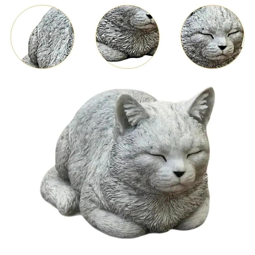 Realistic Cat Sculpture Resin Animal Figurines Art Figurines Ornaments  Garden Decor